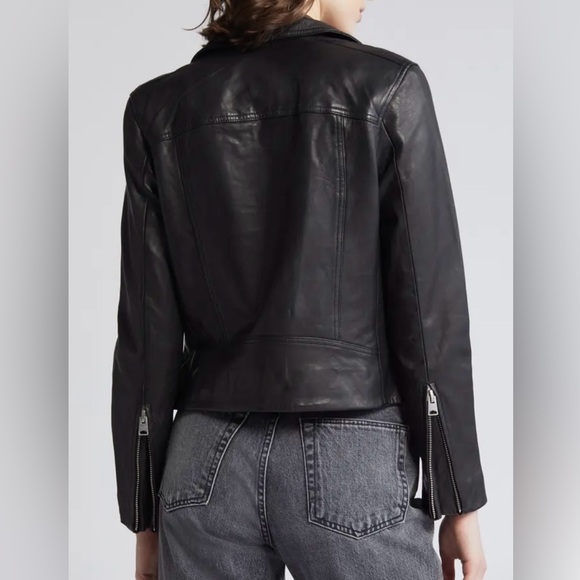 All Saints Dalby Leather Biker Jacket - Picture 8 of 9